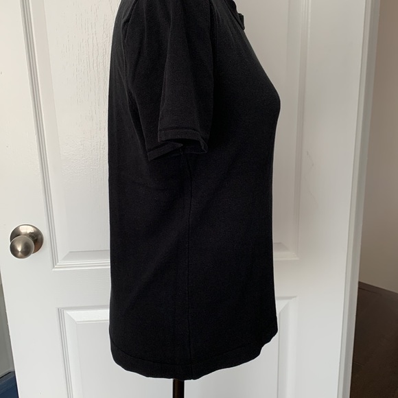 Black Jones New York Collection Platinum Silk Blend Short Sleeve Sweater… - Picture 2 of 8